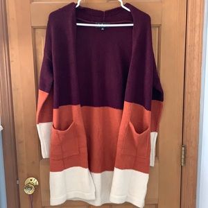 NWT Lulu’s Purple/Orange/Cream Cardigan w/Pockets